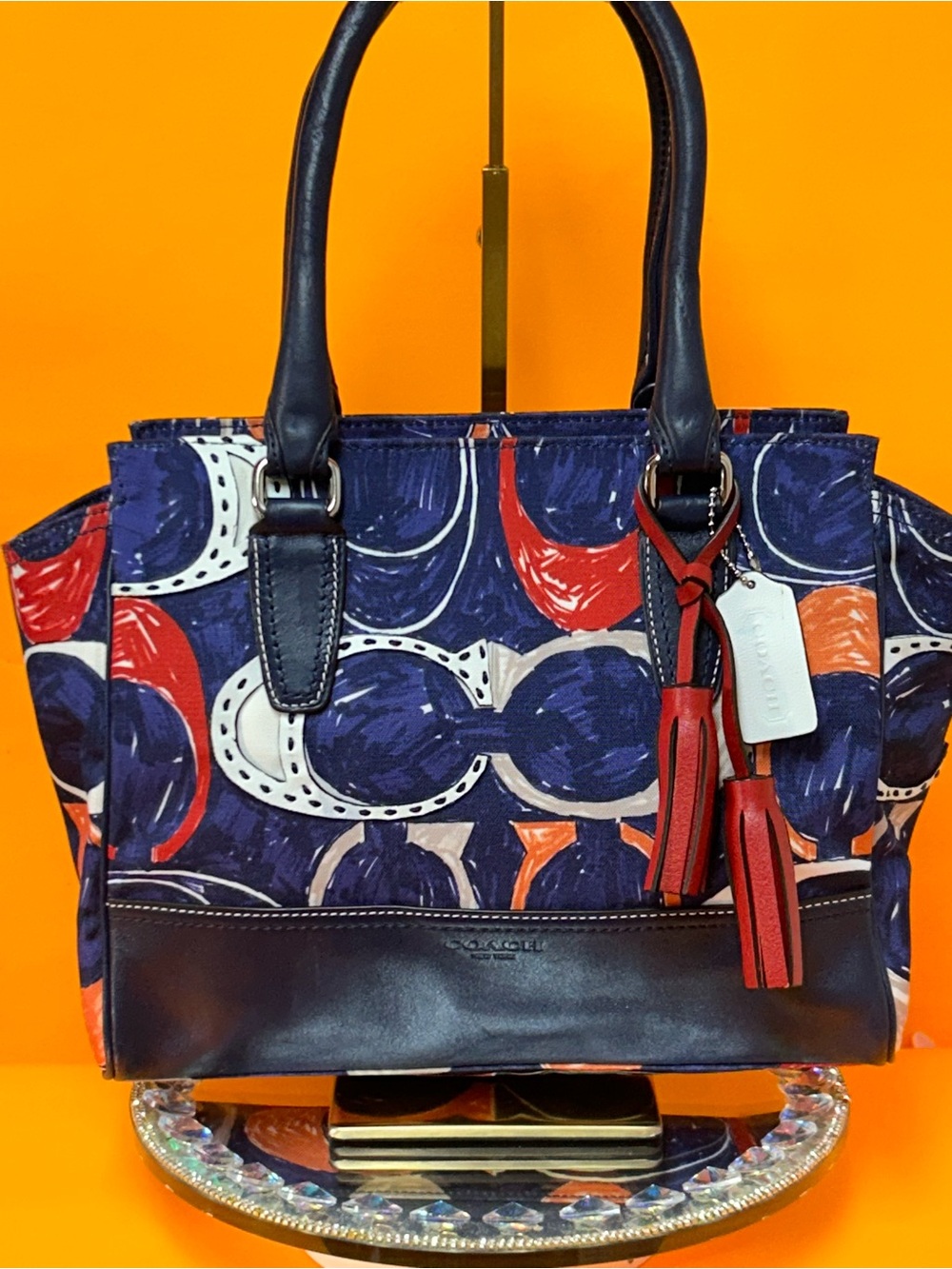 Coach Candice Legacy Heritage Canvas Tote Approx. 15 x 9.5 x 3